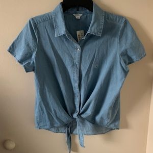 Aeropostale Chambray Tie-Front Shirt